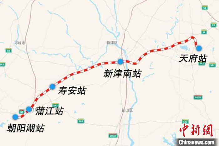 成都鐵路樞紐天府至朝陽湖段線路圖。　國鐵集團供圖