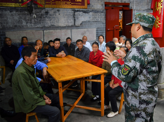 民兵學(xué)習(xí)宣講。受訪單位供圖