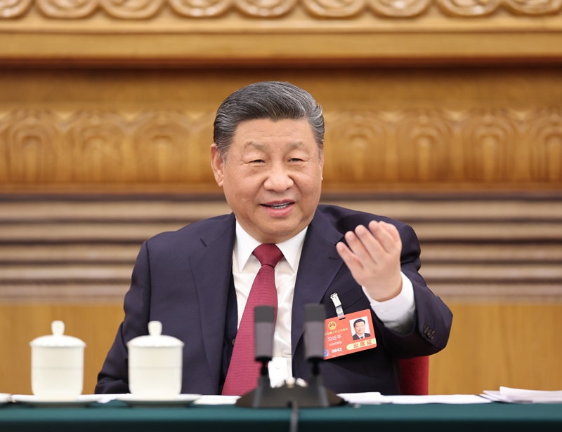 2025年3月5日下午，習(xí)近平總書記參加他所在的十四屆全國人大三次會議江蘇代表團(tuán)審議。